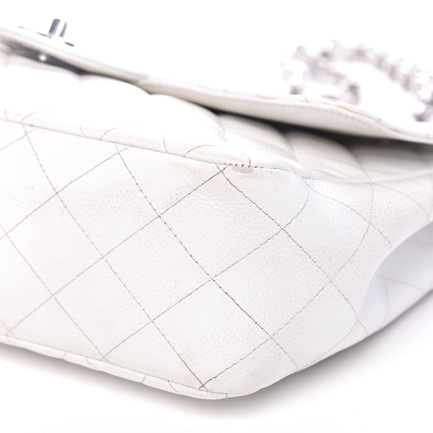 Caviar Quilted Jumbo Single Flap White