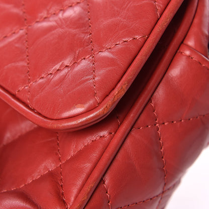 Chanel Aged Calfskin Quilted Medium Chain Detail Flap Red 10 of 15
