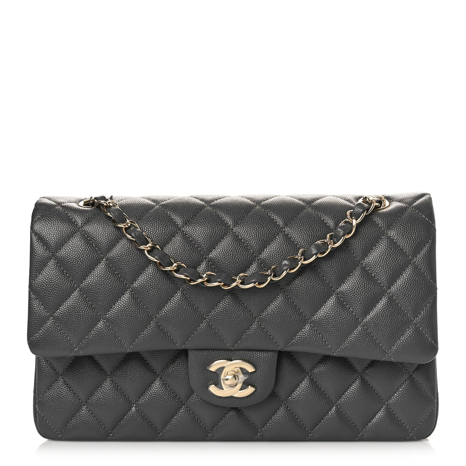 Chanel Caviar Quilted Medium Double Flap Dark Grey 1 of 9