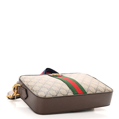 Gucci GG Supreme Monogram Textured Dollar Calfskin Web Ophidia Wristlet Shoulder Bag Beige Ebony New Acero 4 of 9