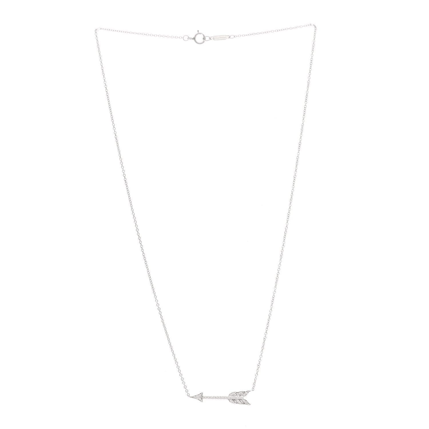 Tiffany Platinum Diamond Arrow Pendant Necklace 3 of 7