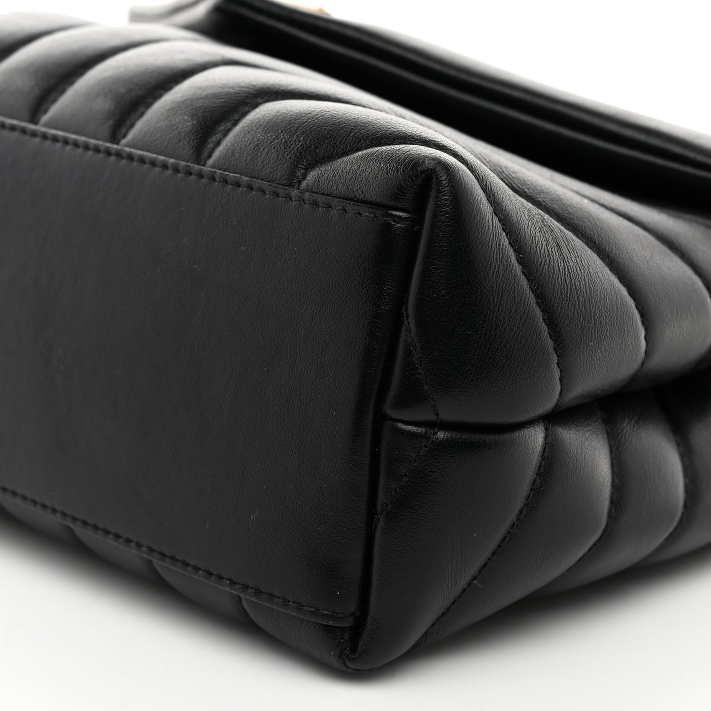 Calfskin Y Quilted Monogram Small Loulou Chain Satchel Black