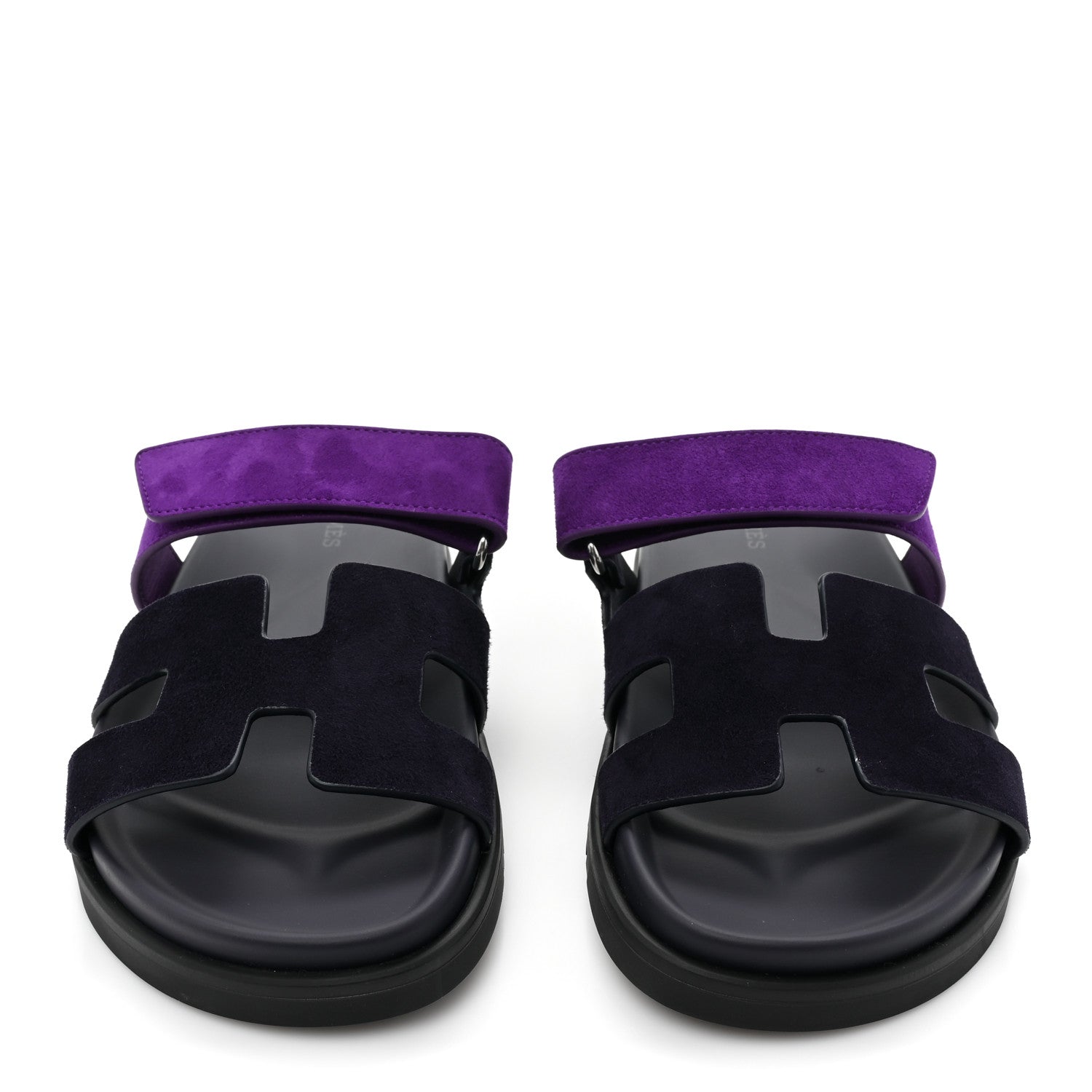 Hermes Suede Goatskin Womens Chypre Sandals 36 Marine Violet Majorette 2 of 9