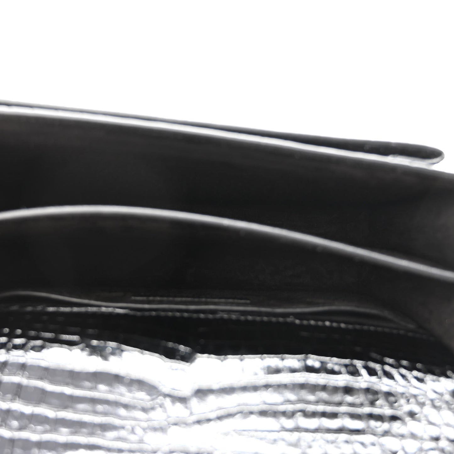 Calfskin Crocodile Embossed Medium Monogram Sunset Black
