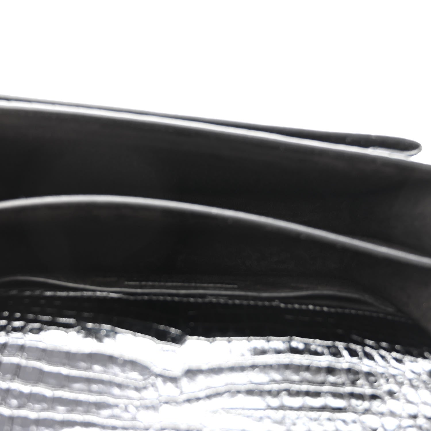 Saint Laurent Calfskin Crocodile Embossed Medium Monogram Sunset Black 5 of 9