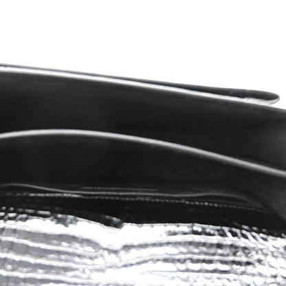 Saint Laurent Calfskin Crocodile Embossed Medium Monogram Sunset Black 5 of 9