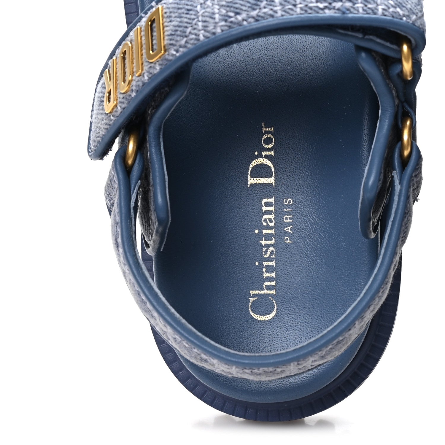 Christian Dior Denim Cannage Embroidered Dioract Sandals 35 Blue