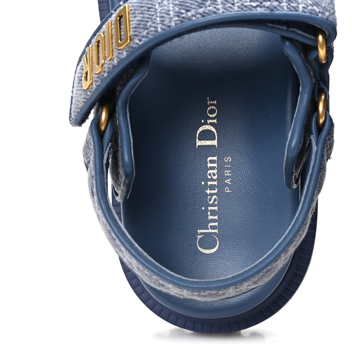 Denim Cannage Embroidered Dioract Sandals 35 Blue
