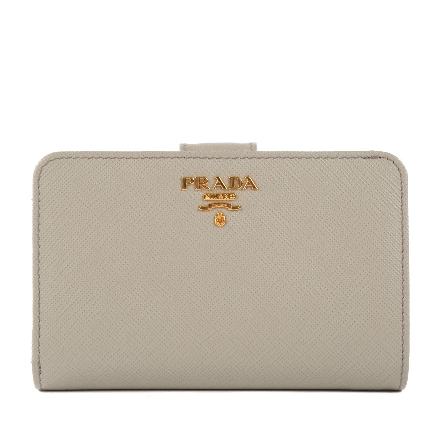 Prada Saffiano Metal Compact Wallet Pomice 1 of 7