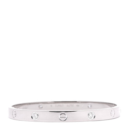 Cartier 18K White Gold 4 Diamond LOVE Bracelet 18 1 of 6