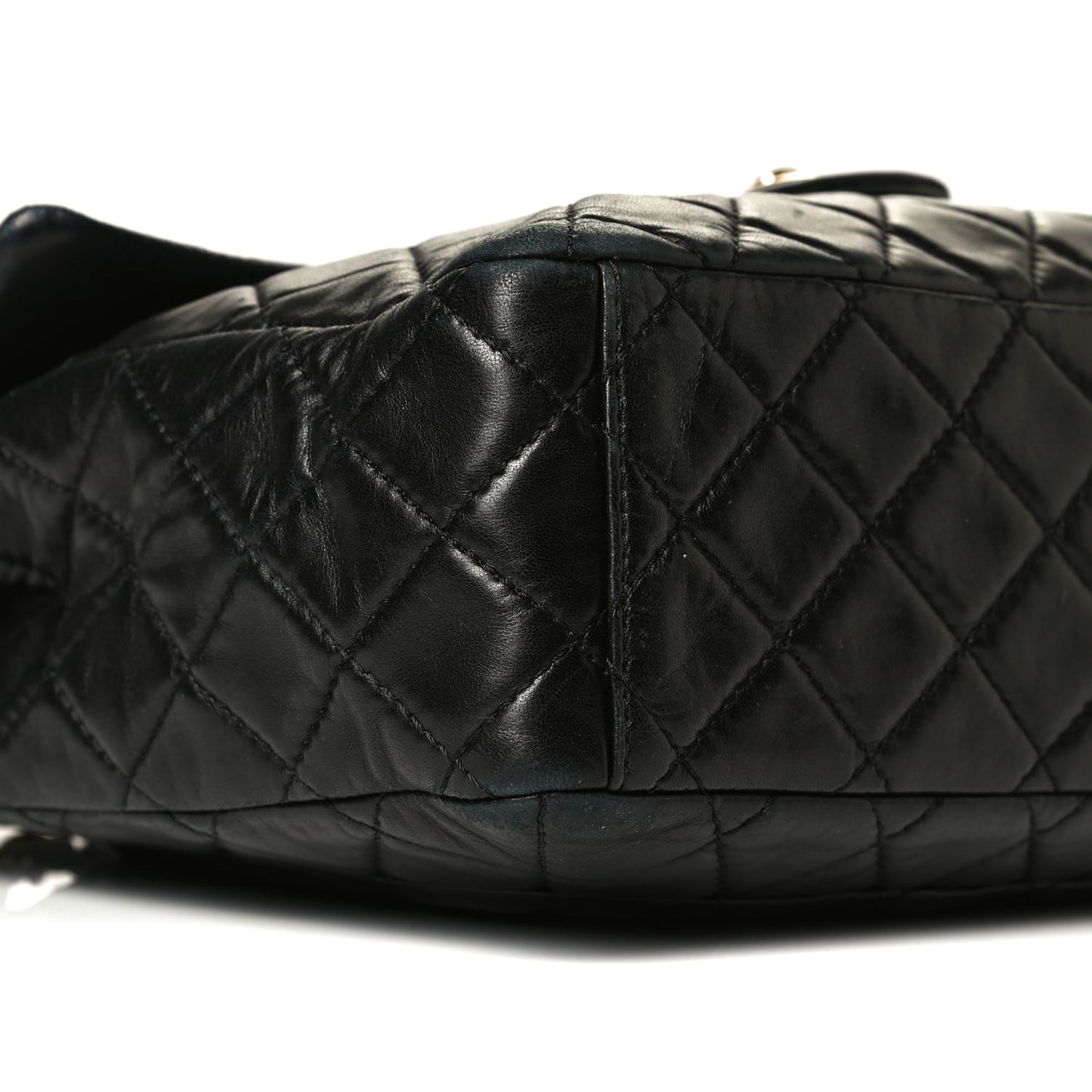 Washed Lambskin Quilted Maxi Single Flap Black
