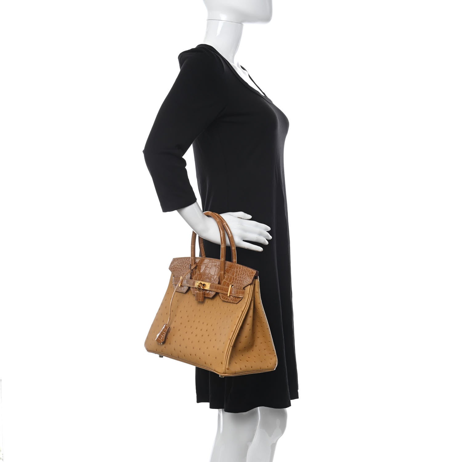 Hermes Ostrich Shiny Alligator Birkin Touch 30 Saffron 2 of 12
