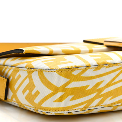 Fendi X SARAH COLEMAN Glazed Canvas Vitello King FF Vertigo Baguette 1997 Mimosa White 9 of 10