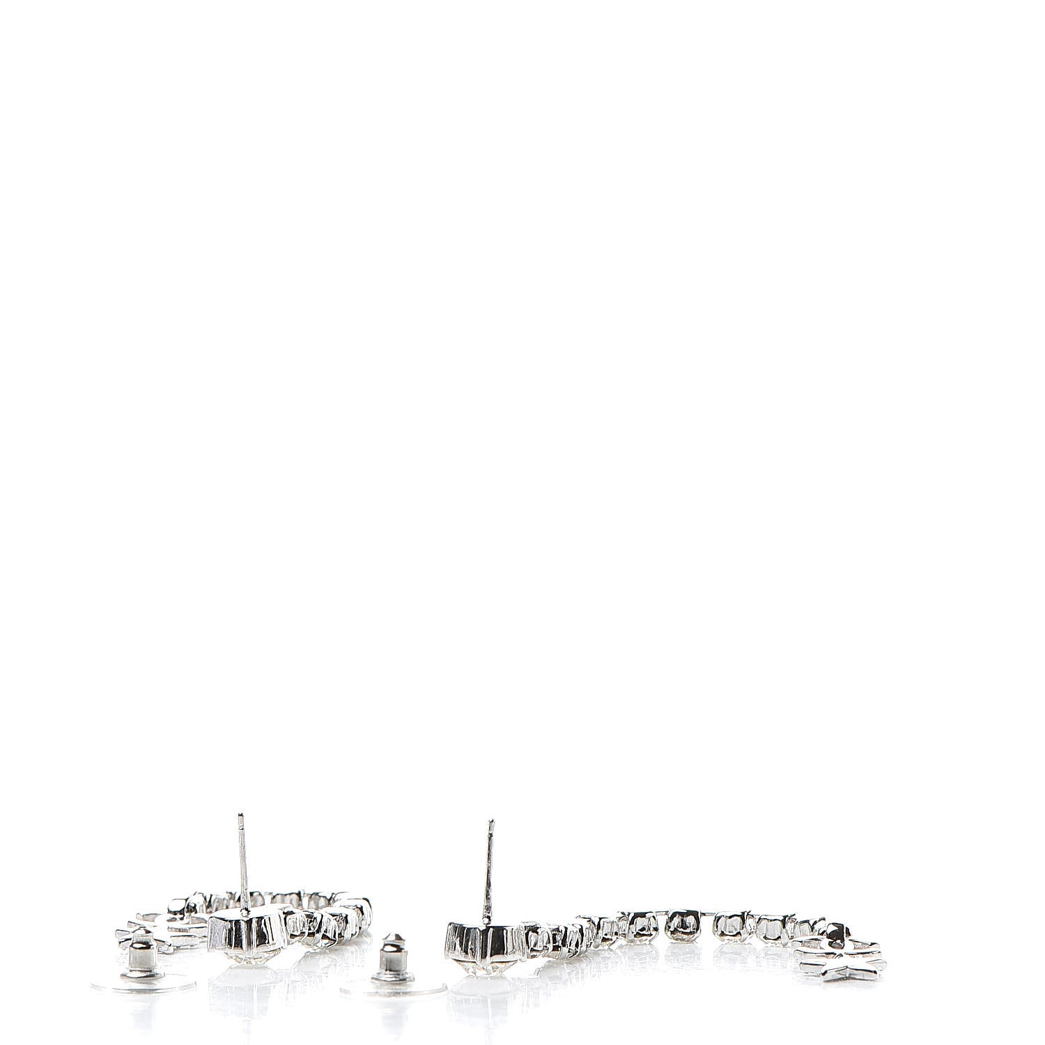 Chanel Crystal CC Star Dangle Earrings Silver 3 of 4