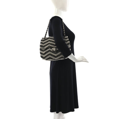 Chanel Tweed Chevron Medium Single Flap Black White 2 of 9