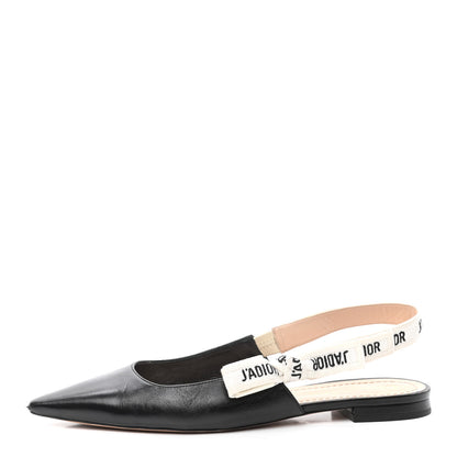Christian Dior Lambskin Ribbon J'Adior Slingback Ballet Flats 38 Black 1 of 10