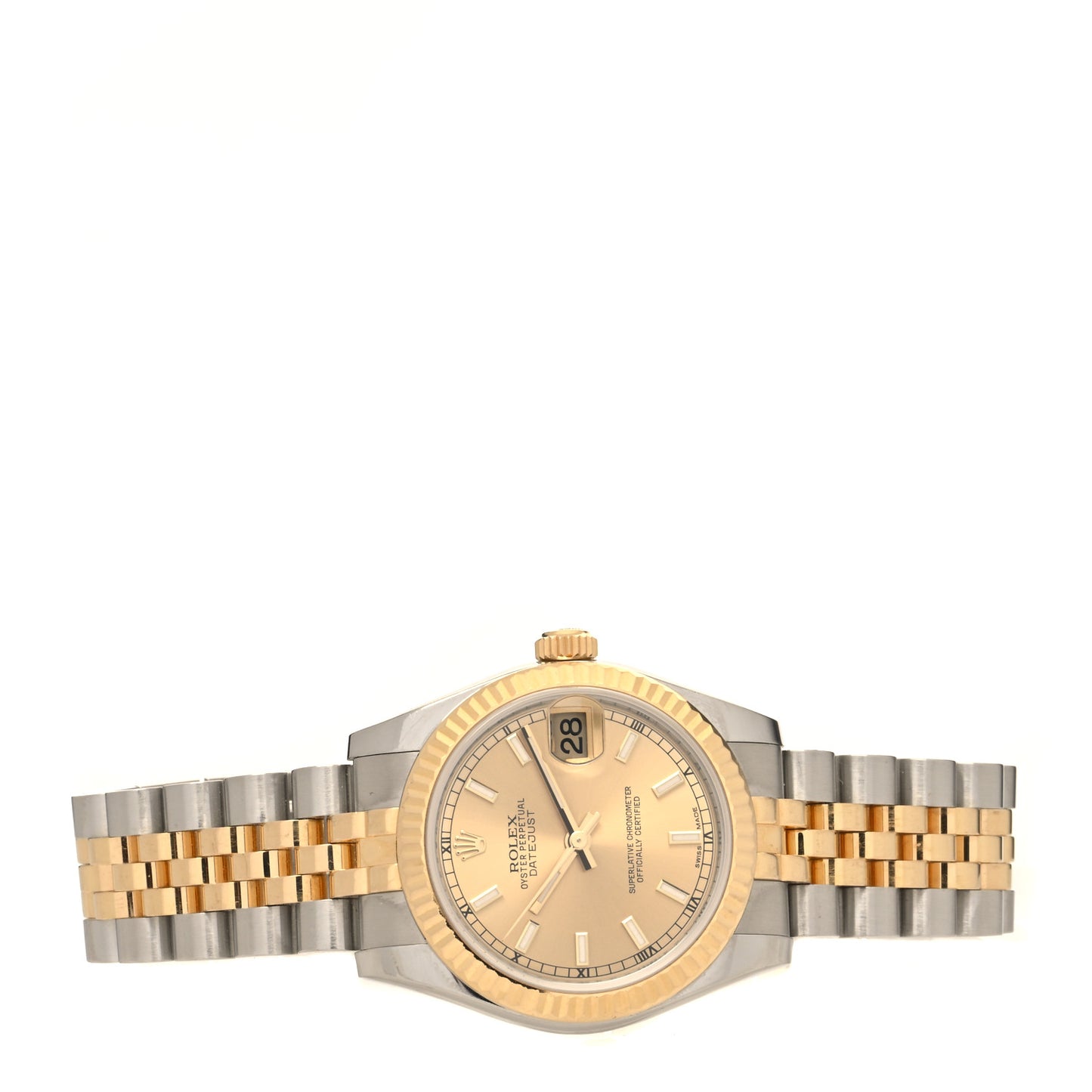 Stainless Steel 18K Yellow Gold 31mm Oyster Perpetual Datejust Watch Champagne 178273