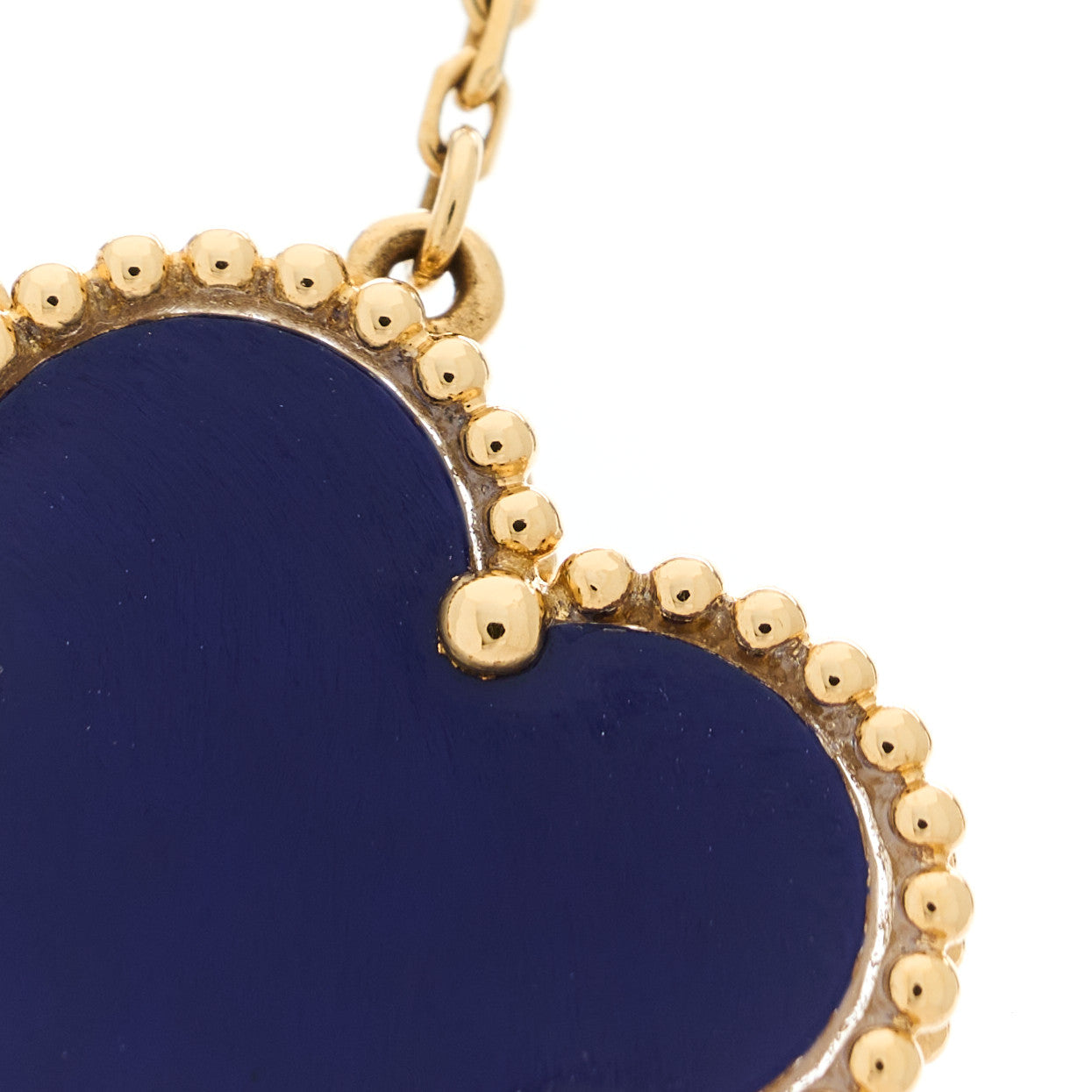 18K Yellow Gold Blue Sevres Porcelain Magic Alhambra Vendome Necklace