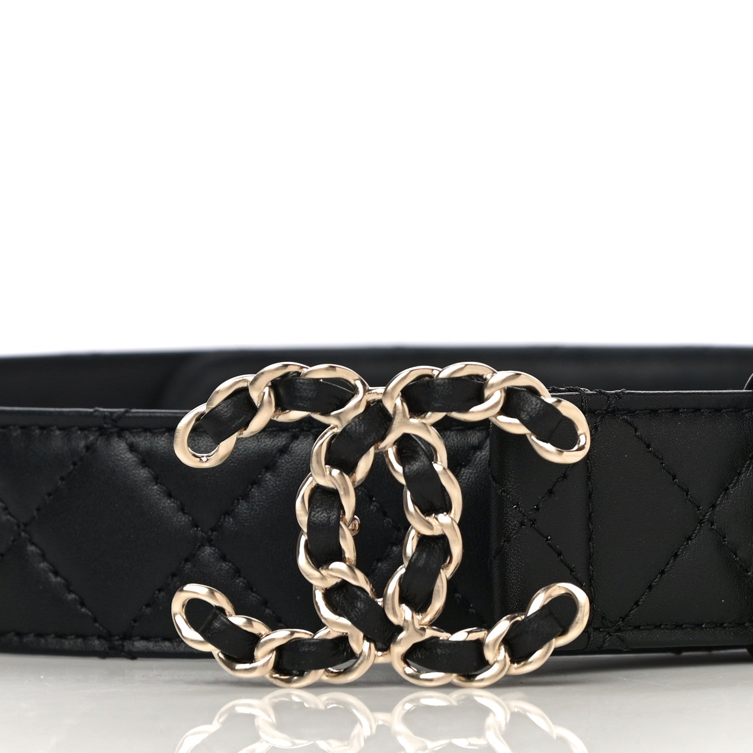 Chanel Lambskin Quilted CC Chain Belt 95 38 Black 3 of 11