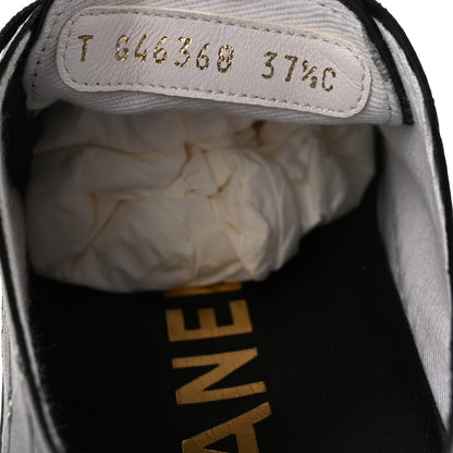 Chanel Lambskin Printed Logo Sneakers 37.5 Black 9 of 10