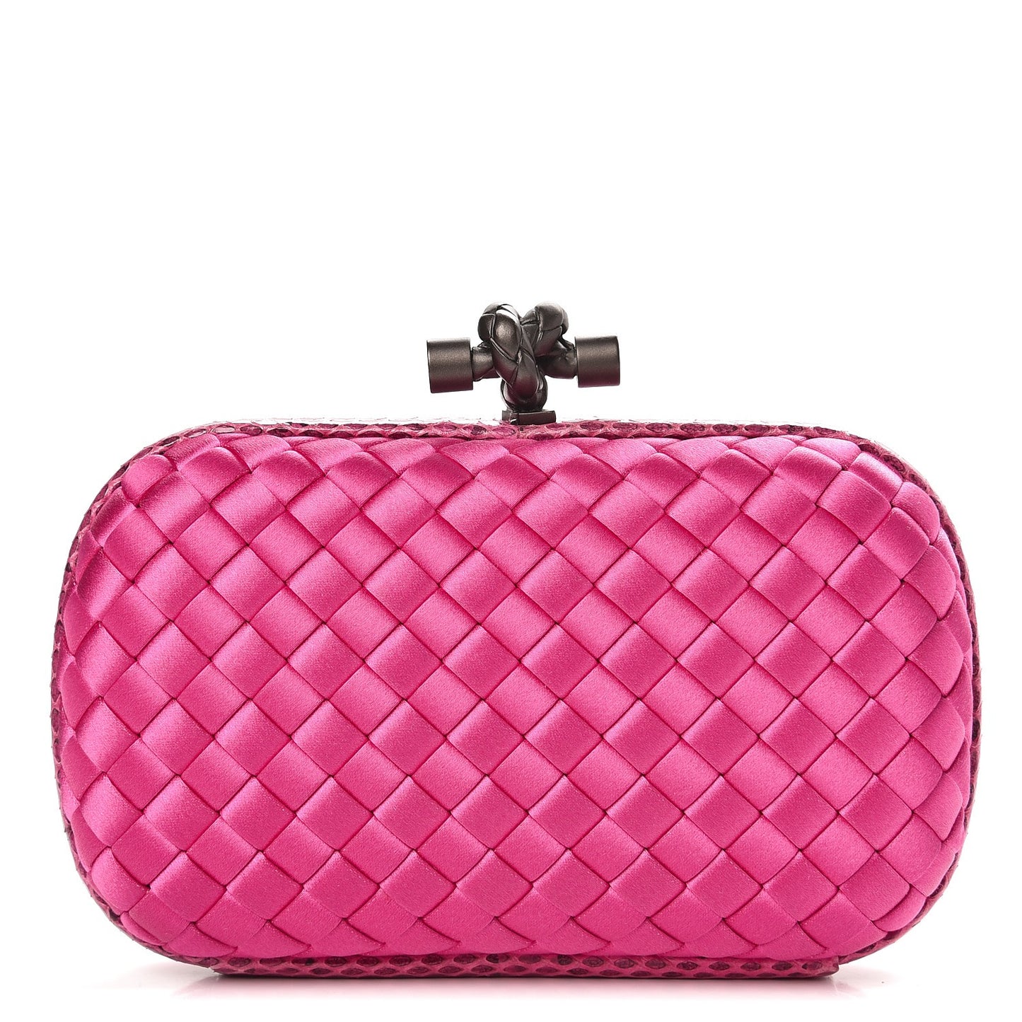 Satin Intreccio Impero Ayers Knot Clutch Rosa Shock