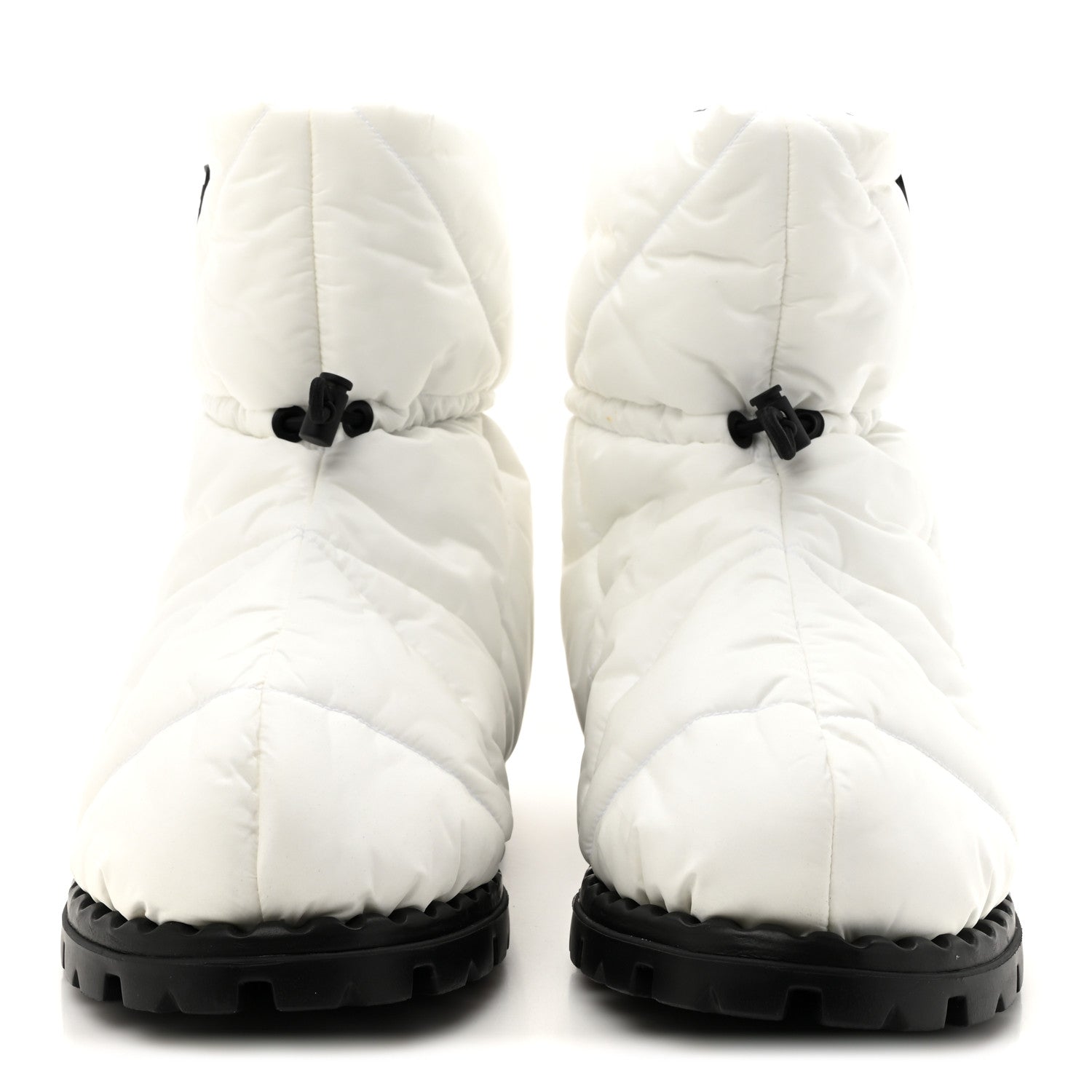 Prada Re-Nylon Piuma Triangle Logo Padded Drawcord 20mm Snow Boots 40 White 3 of 10