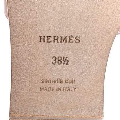 Hermes Box Calfskin Oran Sandals 38.5 Rose Pale 8 of 9