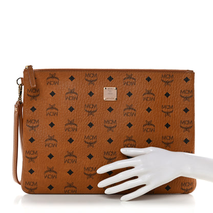 MCM Visetos Large Stark Wristlet Pouch Cognac 2 of 9