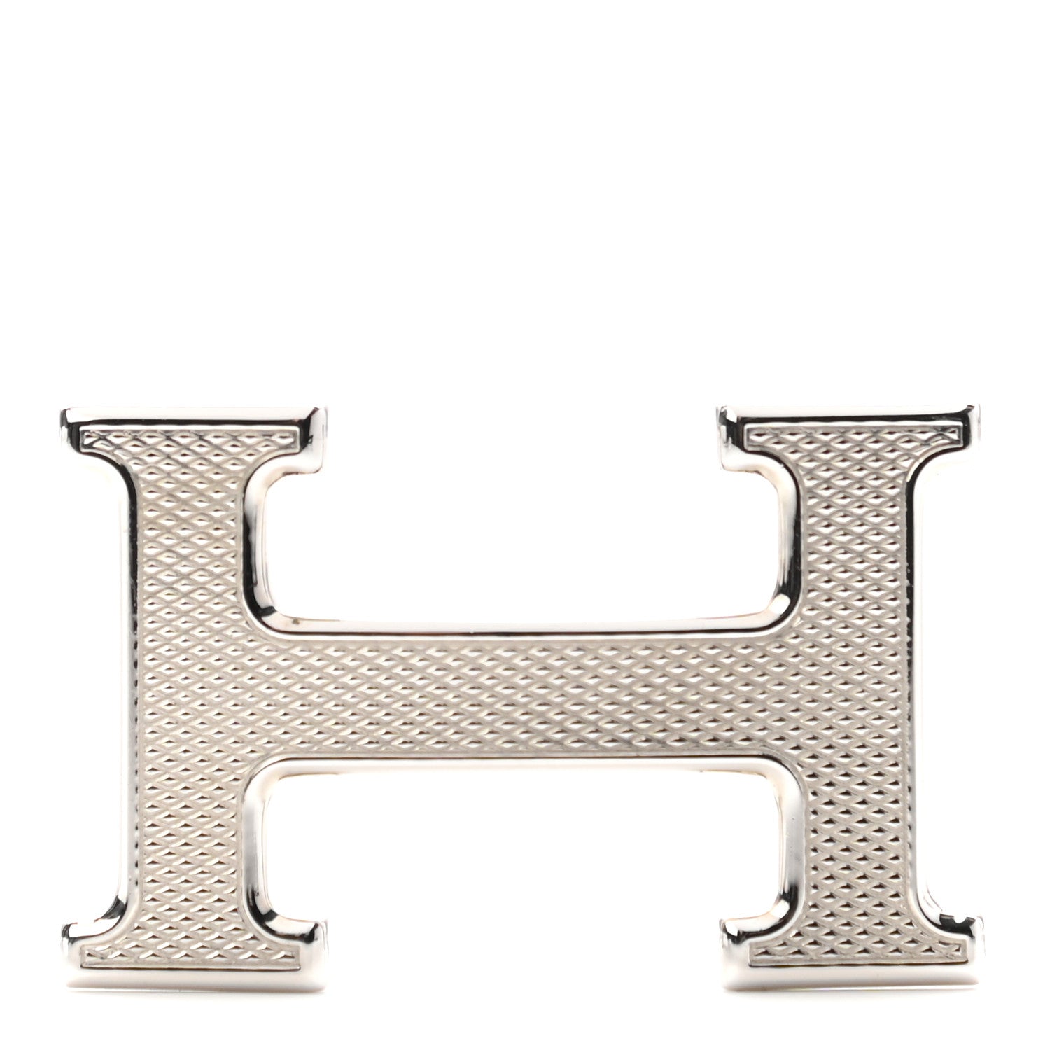 Hermes Palladium Guilloche 32mm H Belt Buckle 1 of 3