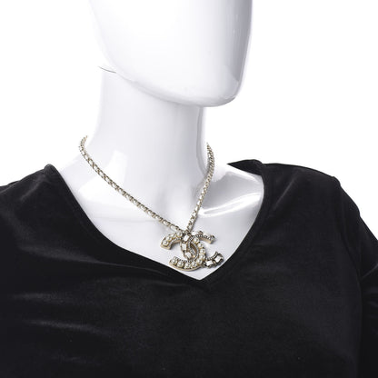 Chanel Pearl Crystal Lambskin Chain CC Necklace White Gold 2 of 8