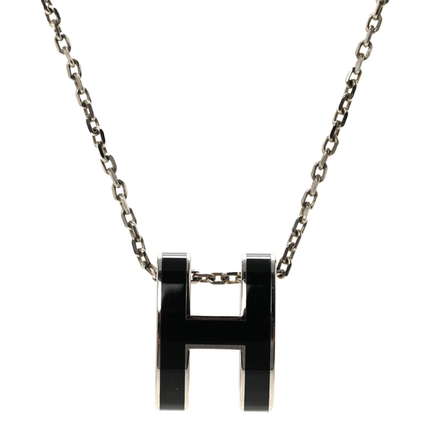 Lacquered Palladium Pop H Pendant Necklace Black