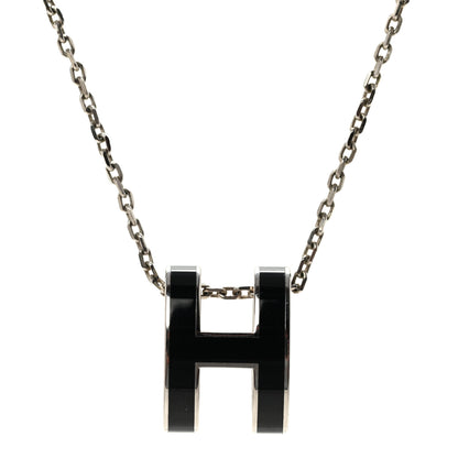 Hermes Lacquered Palladium Pop H Pendant Necklace Black 4 of 7