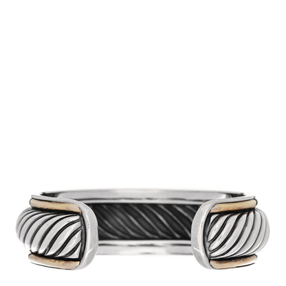 David Yurman Sterling Silver 18K Yellow Gold Sculpted Cable Cuff Bracelet 2 of 3