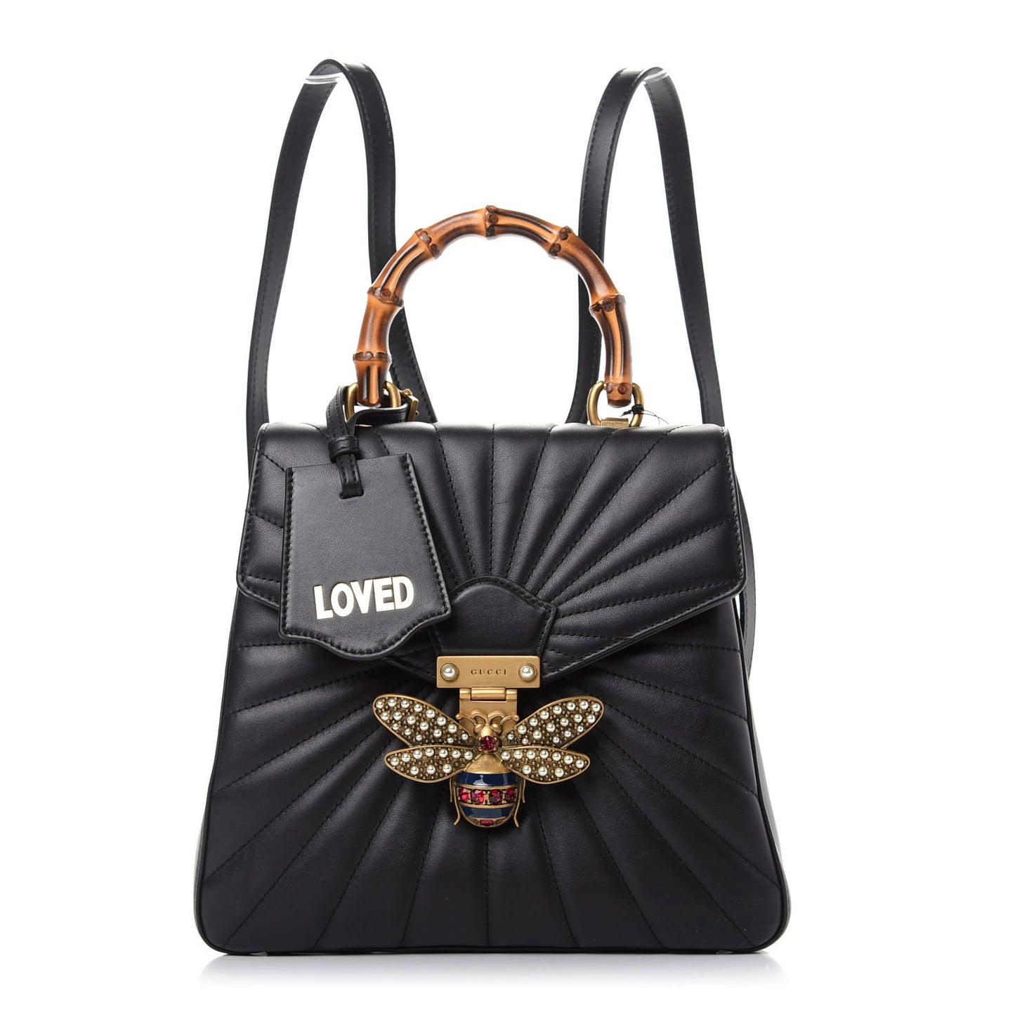 Calfskin Bamboo Trapuntata Queen Margaret Backpack Black