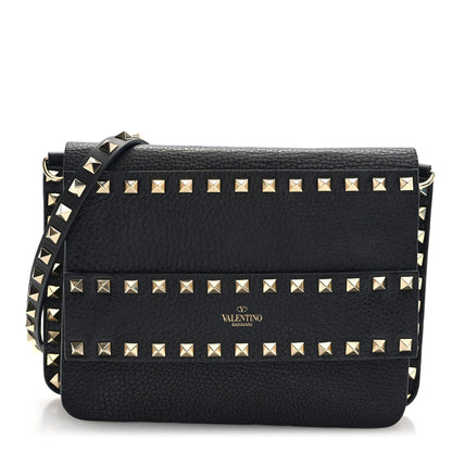 Valentino Garavani Pebbled Calfskin Rockstud Side Slip Crossbody Black 1 of 9