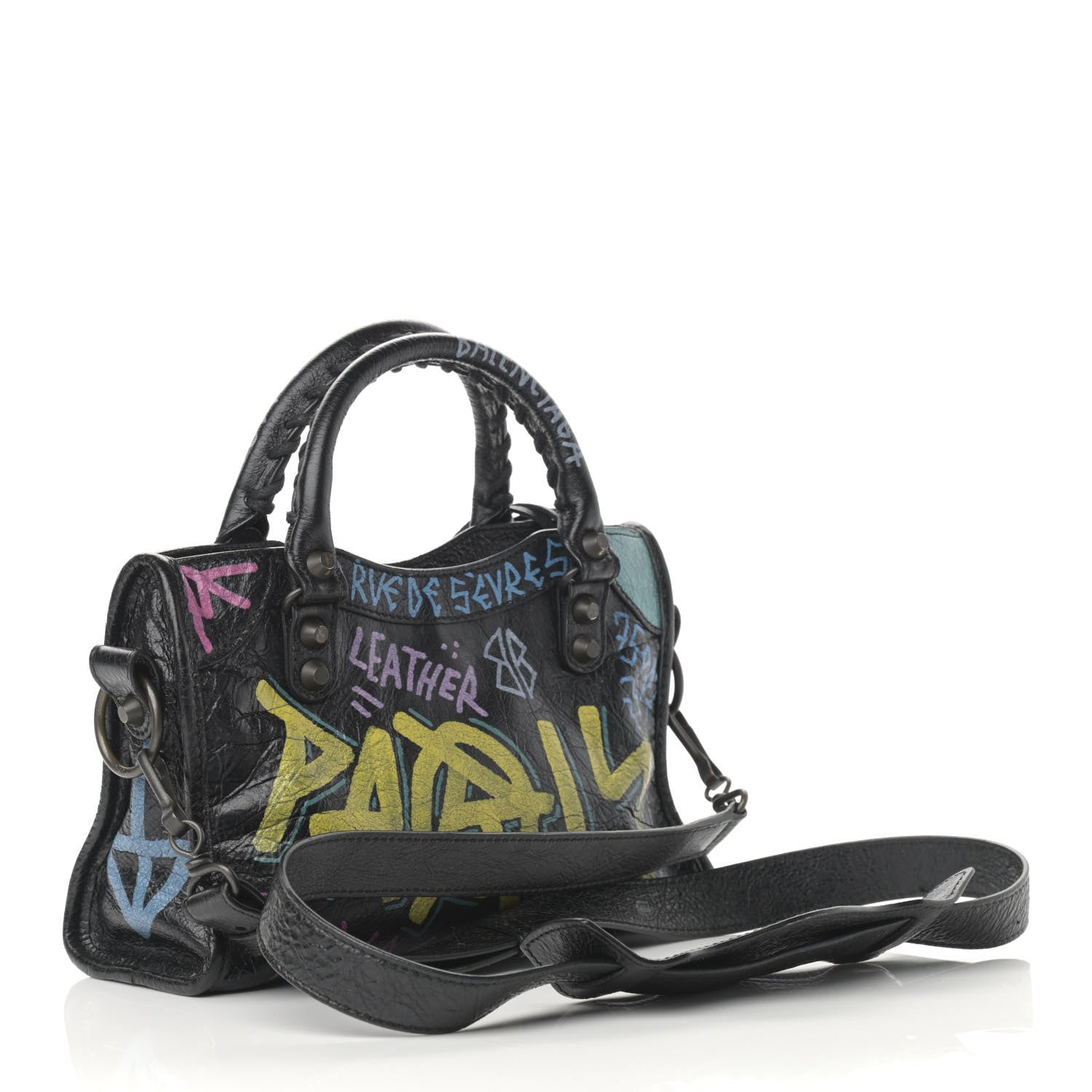 Balenciaga Agneau Arena Graffiti All Over Classic Hardware Mini City Black Multicolor 3 of 11