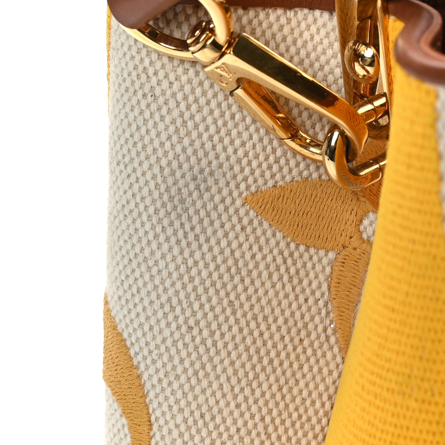 Louis Vuitton Canvas Calfskin Embroidered Braided Monogram Capucines BB Ecru Jaune 9 of 9