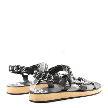 Chanel Lambskin Chain Sandals 41 Black 5 of 9