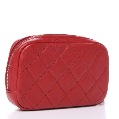 Chanel Caviar Quilted Small Curvy Pouch Cosmetic Case Dark Red 3 of 10