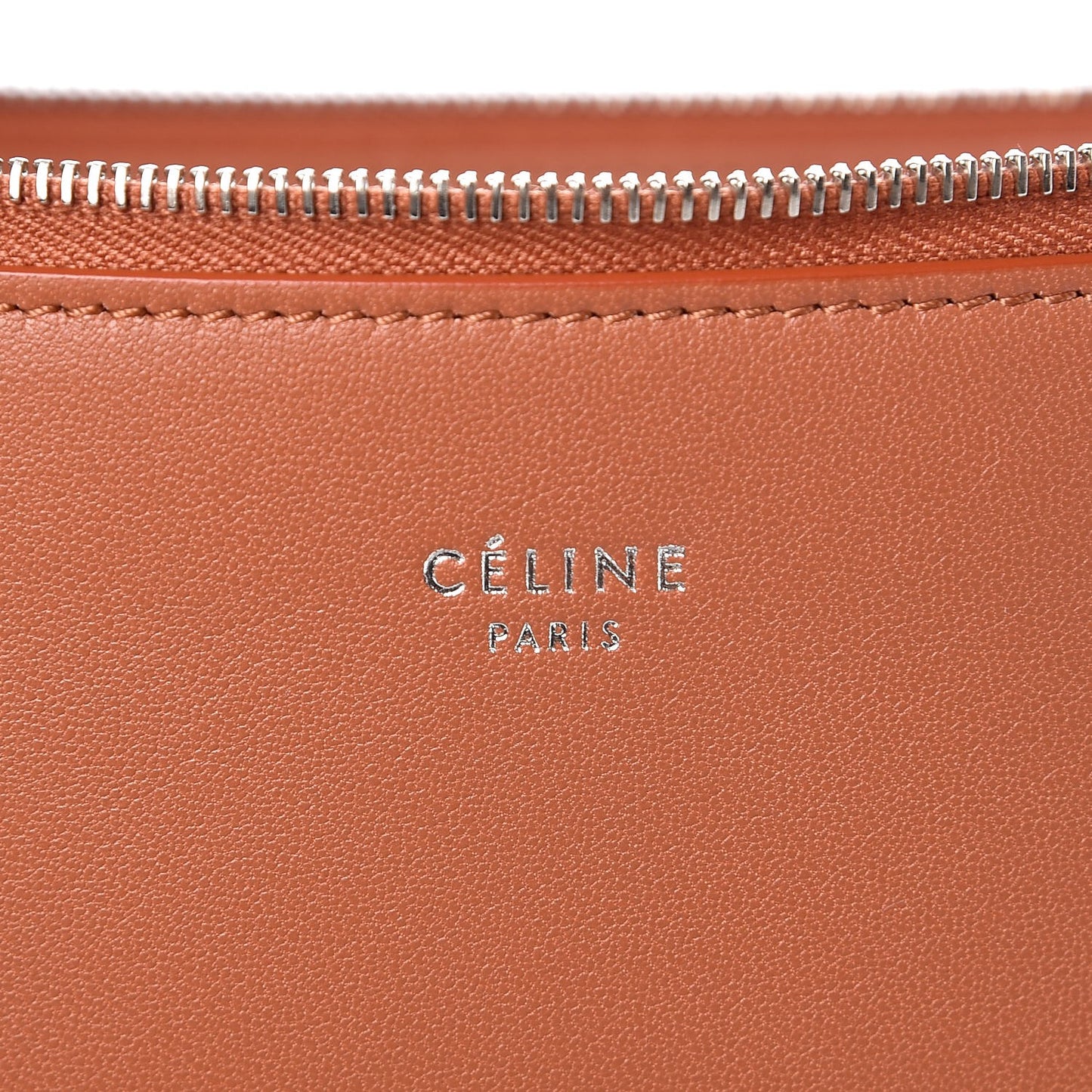Lambskin Large Bi-Color Solo Clutch Pouch Terracotta Navy