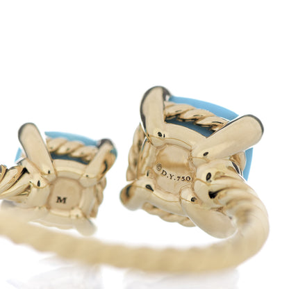David Yurman 18K Yellow Gold Diamond Turquoise Chatelaine Bypass Ring 55 7.25 5 of 5