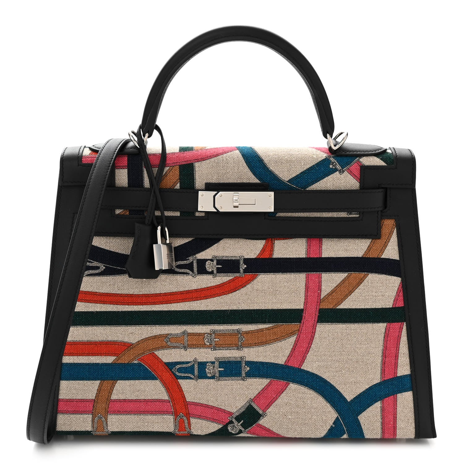 Hermes Swift Toile De Camp Cavalcadour Kelly Sellier 32 Black 1 of 10