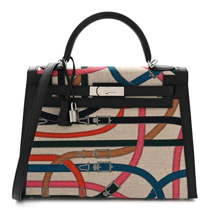 Hermes Swift Toile De Camp Cavalcadour Kelly Sellier 32 Black 1 of 10