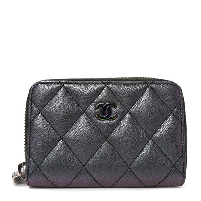 Chanel Iridescent Goatskin Quilted Zip Coin Purse Purple 1 of 8