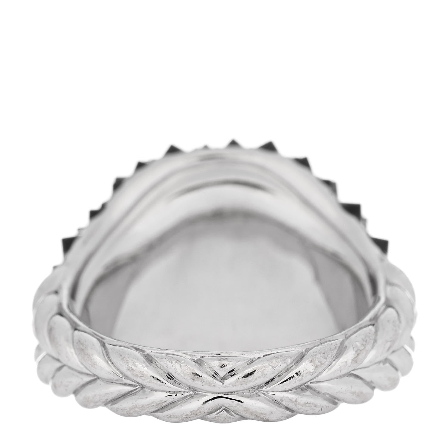 David Yurman 18K White Gold Black Diamond 17.5mm Reverse Set Chevron Pinky Ring 54 7 4 of 5