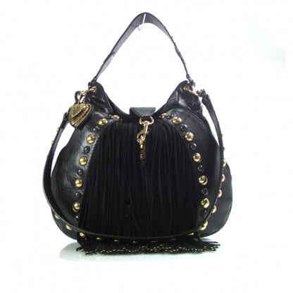 Gucci Leather Suede Fringe Babouska Hobo Black 1 of 10