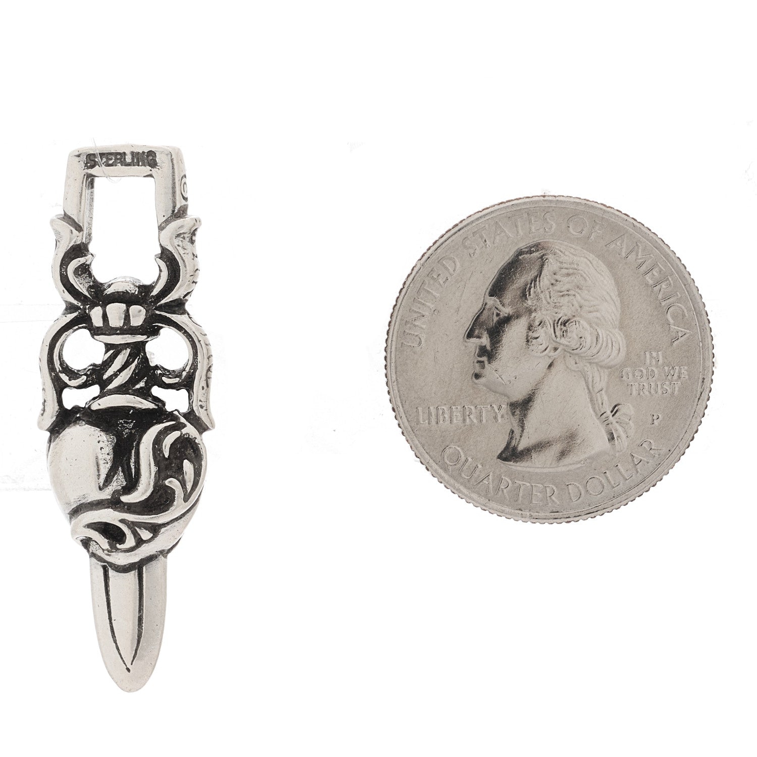 Chrome Hearts Sterling Silver Dagger Heart Pendant 1849011
