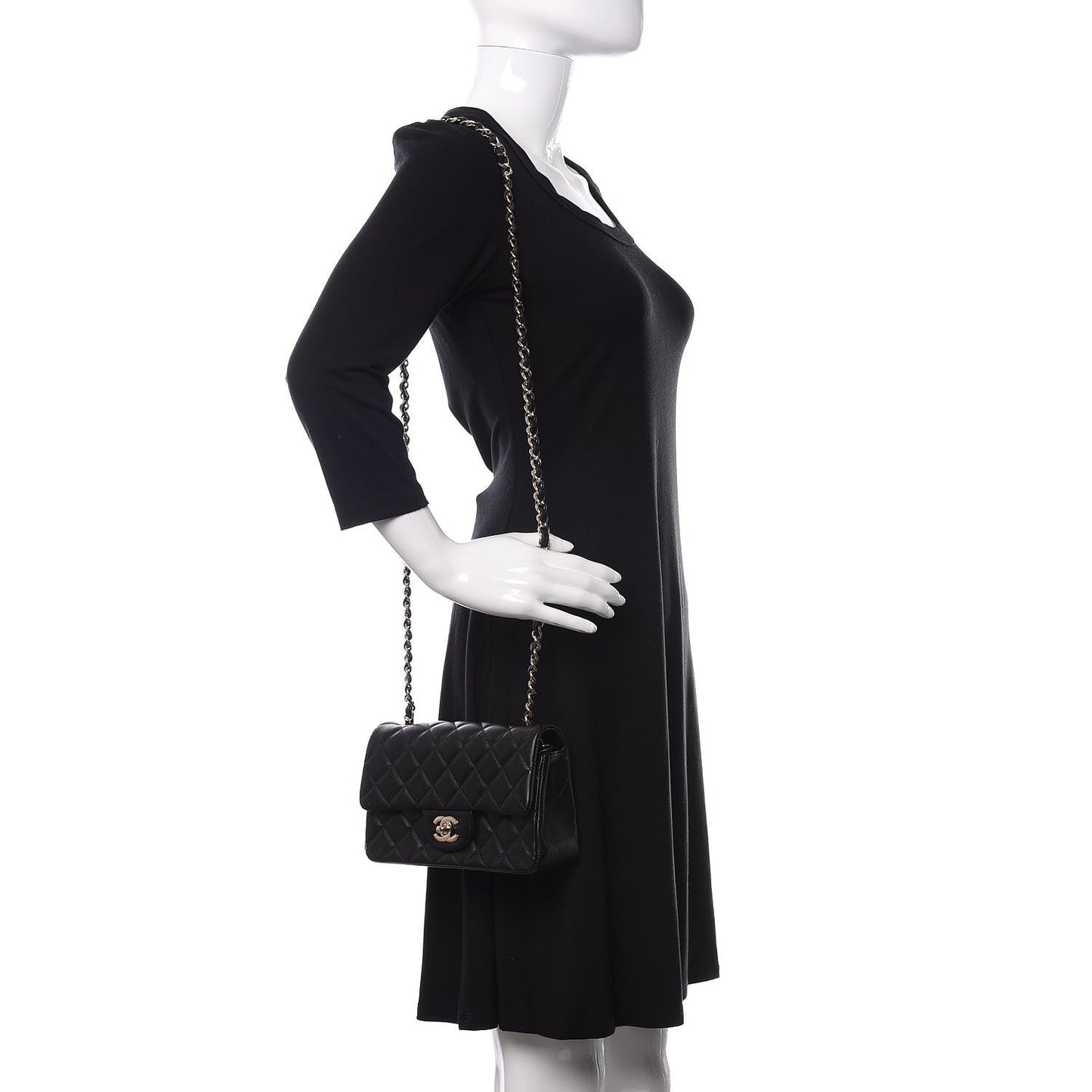 Lambskin Quilted Mini Rectangular Flap Black