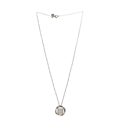 David Yurman 18K Yellow Gold Pave Diamond Crossover Pendant Necklace 3 of 6
