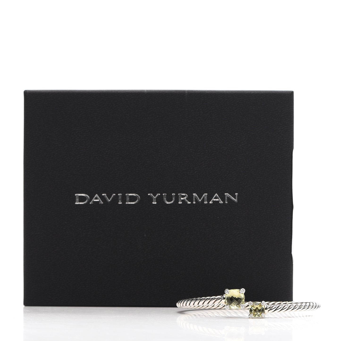 Sterling Silver Diamond Lemon Citrine 4mm Chatelaine Bypass Bracelet